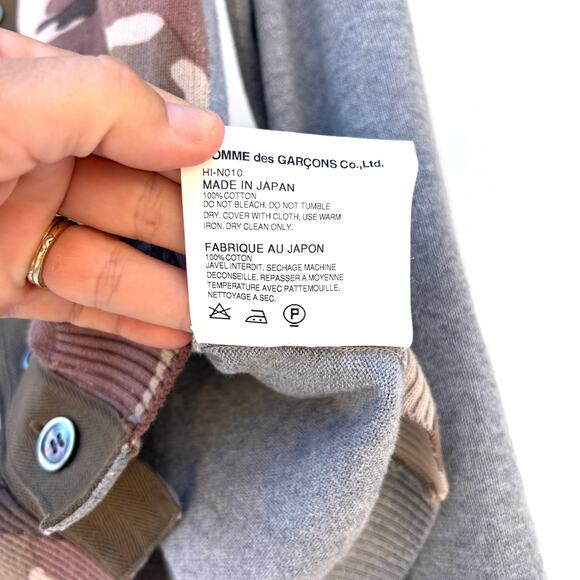 Comme Des Garçons Homme Men’s Camouflage Cardigan Sweater Small Cotton CDG - Picture 9 of 11